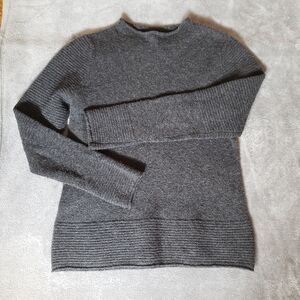 Banana Republic Womens SM Ribbed Alpaca Gray Mock Neck Merino Wool Sweater